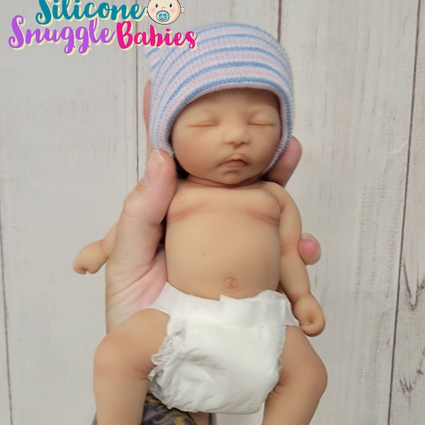 Handmade in USA 8" Micro Preemie Full Body Silicone Baby Girl Doll "Izzy" Painted