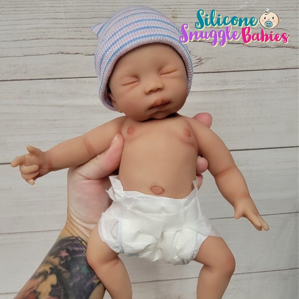 Handmade in USA 11" Micro Preemie Full Body Silicone Baby Doll "Casey"  Painted