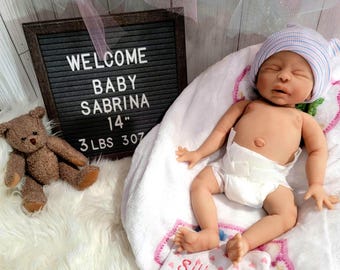 Authentic 14" Silicone Baby Doll "Sabrina" or "Sebastian" Enhanced Realism Edition Handmade by Artist