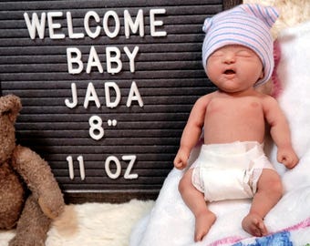 Authentic 8" Silicone Baby Doll Jackson or Jada Enhanced Realism Edition Handmade by Artist