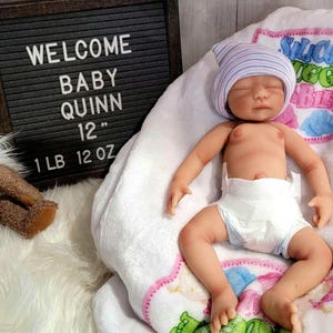 Authentic 12" Silicone Baby Doll "Quinn" Enhanced Realism Edition Handmade by Artist