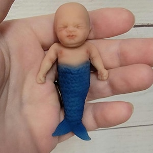 Handmade 3&quot; Mermaid &quot;Drew&quot; Full Silicone Baby Doll