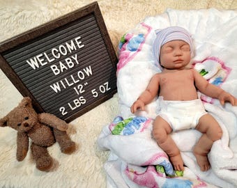 Authentic 12" Silicone Reborn Baby Doll: Willow or William Enhanced Realism Edition Handmade by Artist