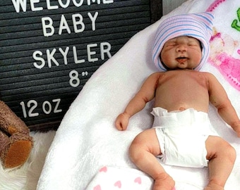 Authentic 8" Silicone Baby Doll - Skyler with Enhanced Realism Edition Handmade by Artist