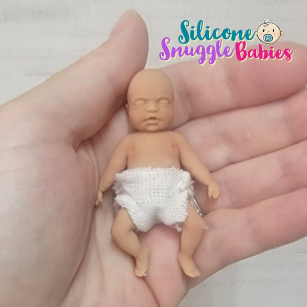 Handmade in USA 2.5 inch Micro Mini Full Body Silicone Baby Doll "Jamie" Painted