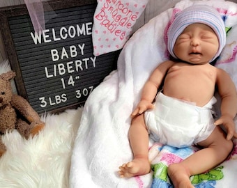 Authentic 14" Silicone Baby Doll "Liberty" or "Lincoln" Enhanced Realism Edition Handmade by Artist