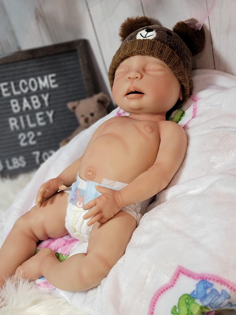 Authentic 22" Silicone Baby Doll "Riley" Enhanced Realism Edition Handmade by Artist image 4