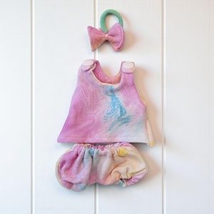 3 Piece Tank Top with Bloomers and Bow Headband Doll Outfit