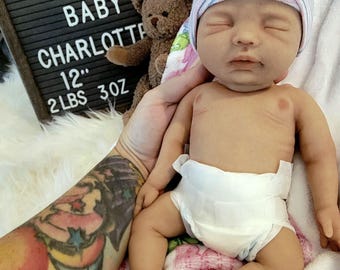 Authentic 12" Silicone Baby Doll "Charlotte" or "Carter" Enhanced Realism Edition Handmade by Artist