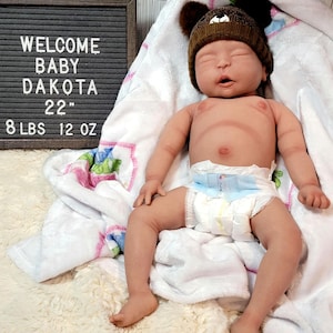 Authentic 22" Full Silicone Baby Doll "Dakota" Enhanced Realism Edition Handmade by Artist