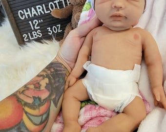 Handmade 12" Silicone Baby Doll "Charlotte" or "Carter" Enhanced Realism Edition