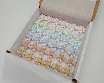 1" shimmery pastel Froebel Stars - 36 small handmade Easter ornaments - great for a baby shower - feather trees - traditional Christmas