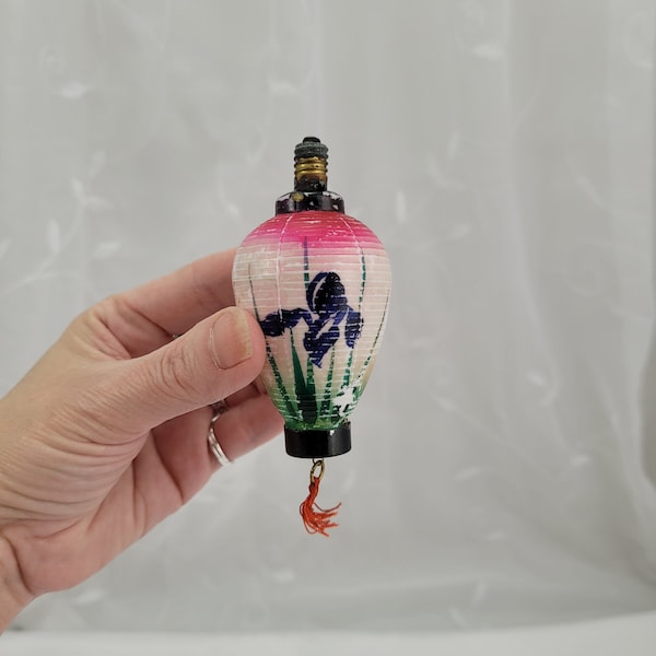 Chinese lantern figural light bulb - vintage Christmas - painted glass with tassle