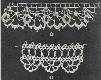 PDF - Two Edgings Crochet Lace - Elizabeth Hiddleson crochet pattern - vintage pattern - lace edging pattern