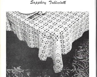 PDF - Sapphire Crochet Lace Tablecloth Pattern - Elizabeth Hoodleson Häkelanleitung - Vintage Häkelanleitung Tischdecke