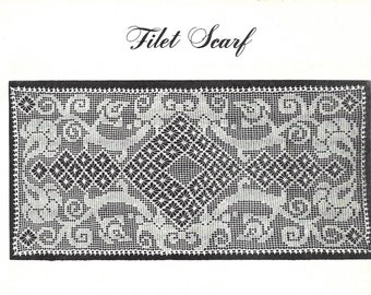 PDF - Filet Bufanda Crochet - Patrón de crochet Elizabeth Hiddleson - patrón de crochet vintage - patrón de crochet filete