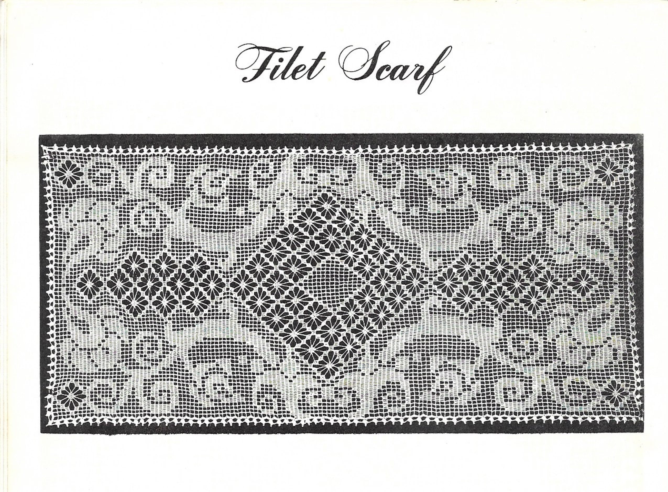 36 Vintage Crochet Patterns: Timeless Designs, Heirloom Details, and Easy Gift Ideas 31 Filet Scarf Crochet