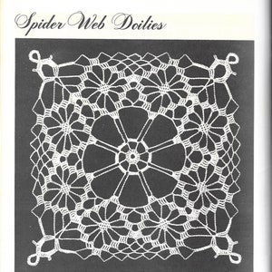 PDF - Spider Web Crochet Doily - Elizabeth Hiddleson crochet pattern - vintage crochet doily pattern - Square crochet pattern