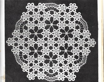 PDF - Metallic Deckchen - Elizabeth Hoodleson Häkelanleitung - Vintage Häkeldeckchen Anleitung - Blumenmotiv