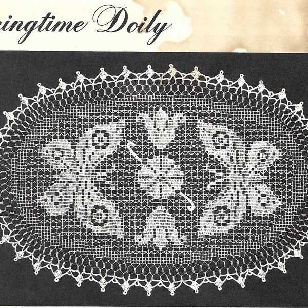 PDF - Spring Time Crochet Doily - Elizabeth Hiddleson crochet doily pattern - vintage crochet doily pattern - tulip pattern
