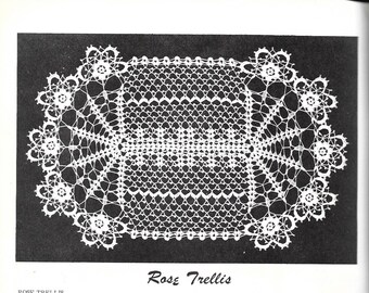 PDF - Spalier Deckchen Muster mit Variation - Rose - Traube - Elizabeth Hoodleson Häkelanleitung - Vintage Deckchen häkeln