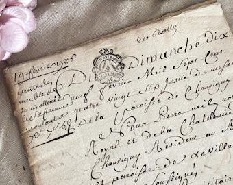 1786 - Antique French Legal Handwritten Document - Vintage Ephemera - 18th Century