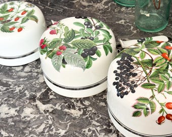 Set of 3 Vintage French Porcelain Saucepans - Kitchen Decor - Limoges