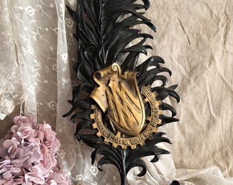 Vintage French Metal Ornate Ormolu Plaque - Signage - Wall Decor