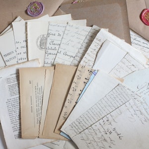 MYSTERY PACK - 25+ verschiedene antike französische kleine Papier Ephemera - 1700's - 1800's - 1900's - Junk Journal - Scrapbooking - Collage
