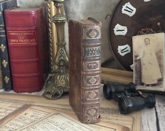 1673 Antique French Leather Bound Book - 17th Century - Bookshelf Decor