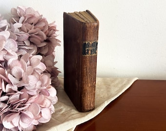 Antique French Leather Bound Book - 19th Century - Bookshelf Decor - History of the Holy Bible