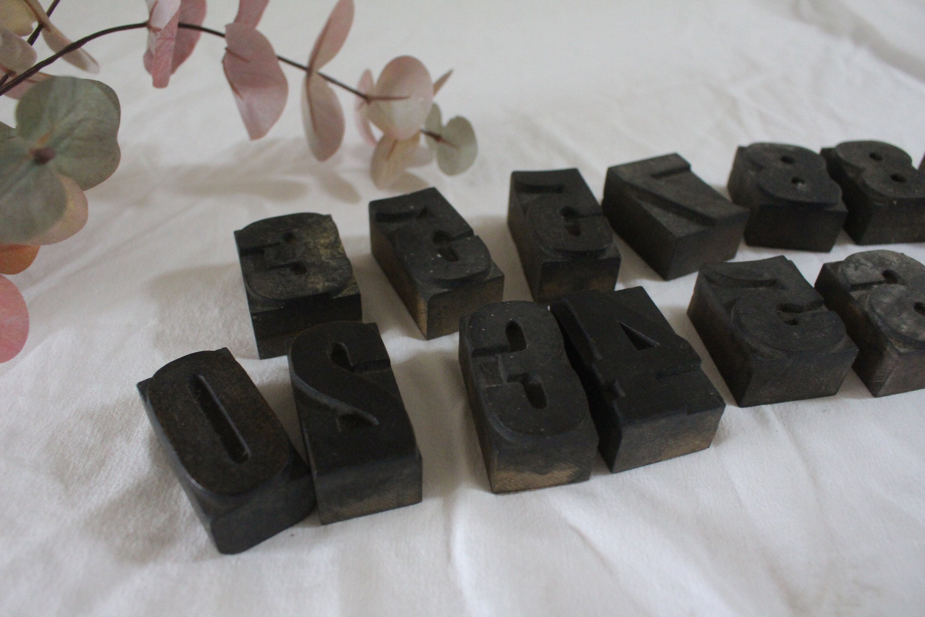 Vintage Français Lot de 16 Timbres en Bois - Papeterie Numéros