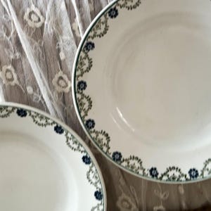 Pair of Vintage French Ironstone Soup Plates - Decorative Flower Motif Plate - Saint-Amand