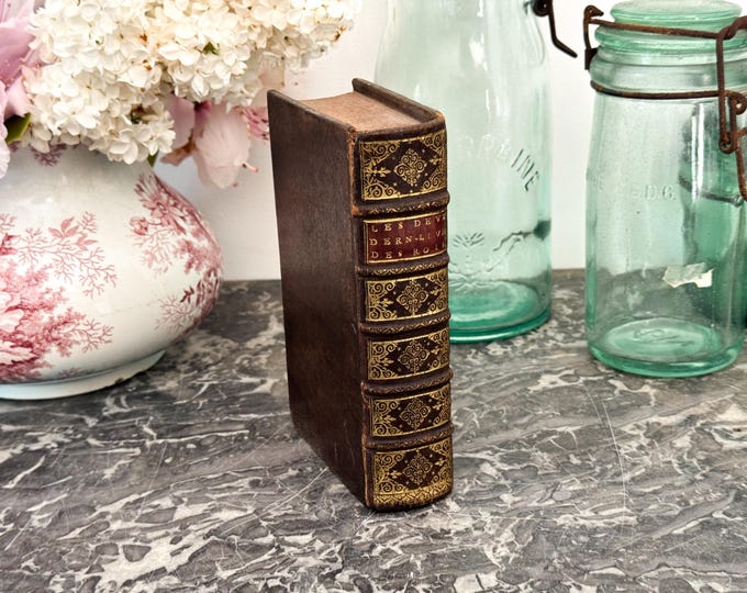 1695 Antique French Leather Bound Book - 17th Century