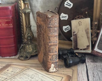 1684 Antique French Leather Bound Book - 17th Century - Bookshelf Decor