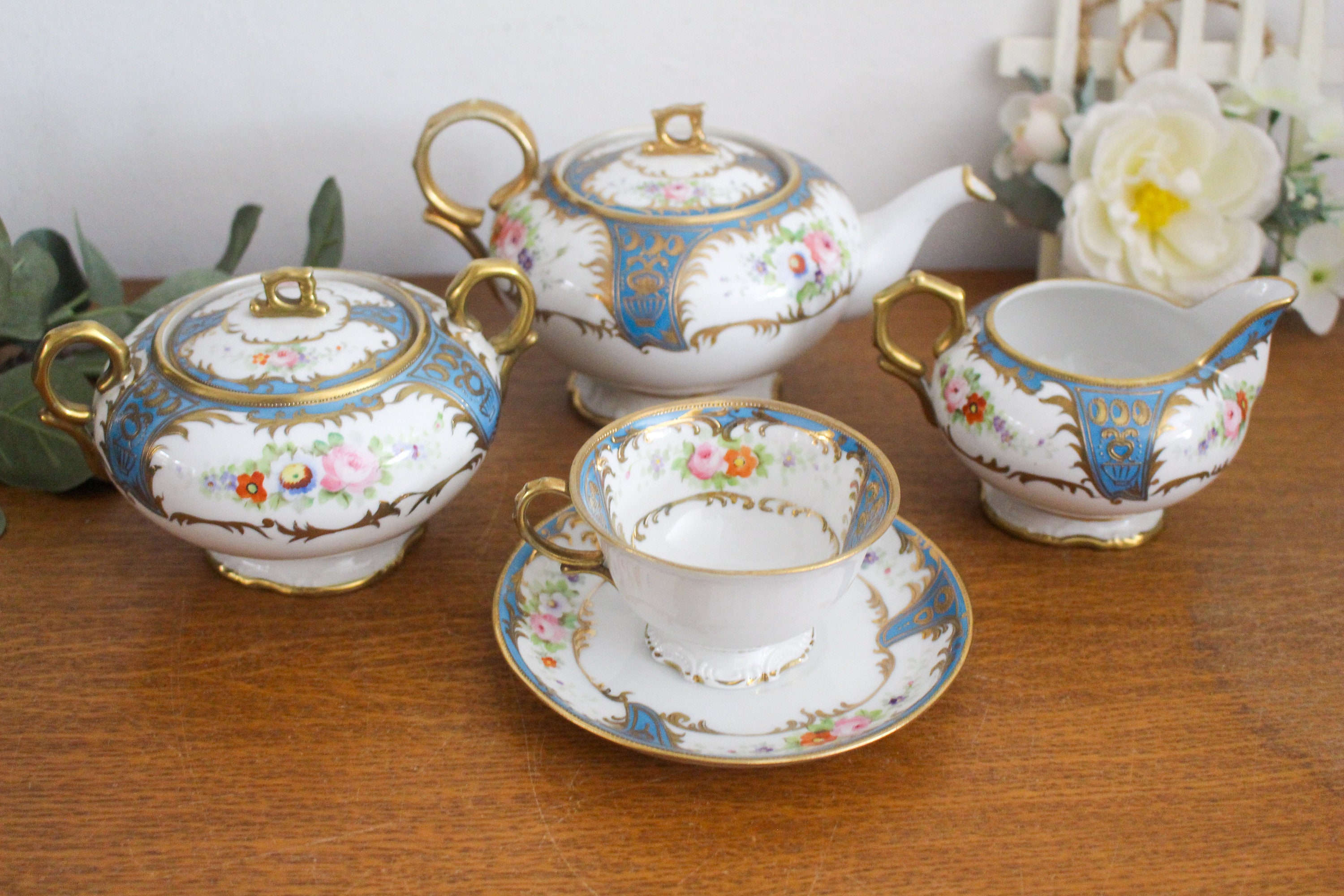 Antique Noritake Tea Set for One 1900's Teapot Sugar Etsy