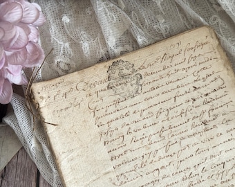 1768 - Antique French Thick Legal Handwritten Document - Vintage Ephemera - 18th Century
