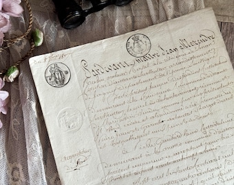 1817 Antique French Legal Handwritten Document - Vintage Ephemera
