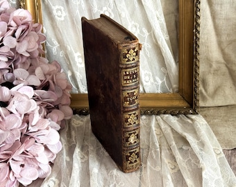 1674 Antique French Leather Bound Book - 17th Century - Bookshelf Decor