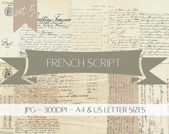 Antique French Paper Ephemera - Digital Download - Printable - Junk Journal - Collage - Set 5
