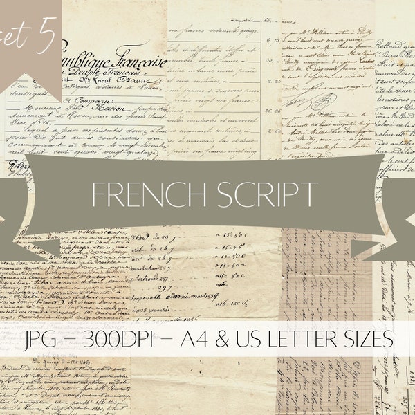 Antique French Paper Ephemera - Digital Download - Printable - Junk Journal - Collage - Set 5