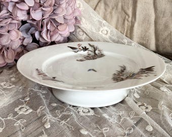 Vintage French Porcelain Cake Plate - Pedestal Stand