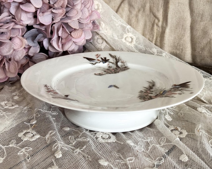 Vintage French Porcelain Cake Plate - Pedestal Stand