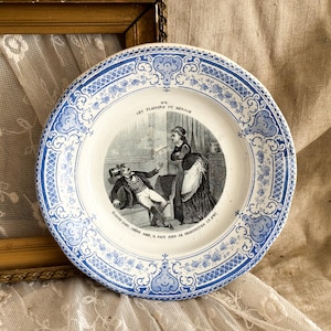 Vintage French Ironstone Talking Plate - Decorative Plate - Creil & Montereau #6