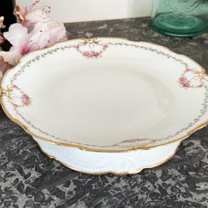 Vintage French Porcelain Cake Plate - Pedestal Stand - Limoges