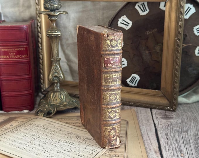 1715 Antique Leather Bound Book - 18th Century - Bookshelf Decor