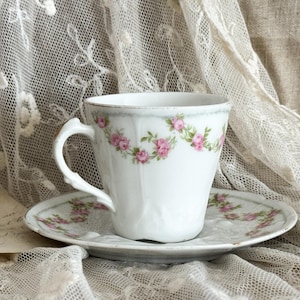 Antique French Porcelain Cup and Saucer
