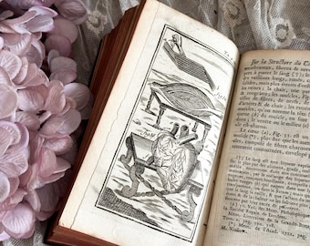 1755 Antique French Leather Bound Books - 18th Century