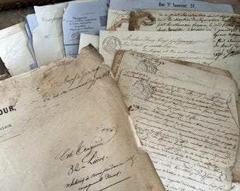 Bundle of Antique French Papers - Paper Ephemera - Junk Journaling - Scrapbooking
