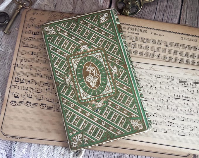 Antique French Romantic Gilded Book - 19th Century - Shabby Chic - Bookshelf Decor